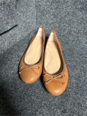 Tan Leather Ballet Flats Capsule Minimalist Old Money bow classic feminine